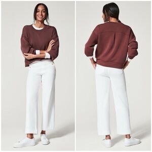 Spanx Stretch Twill Cropped Wide Leg Pant Bright White 20312Q Sz M